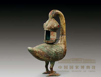 彩绘雁鱼铜灯
