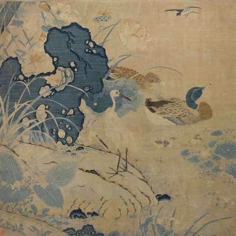 缂丝《莲塘乳鸭图》
